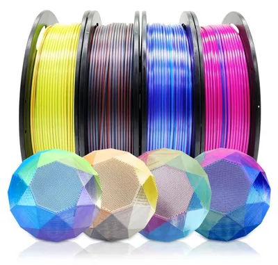 Zdjęcie produktu dla Zestaw kolorowych filamentów 3D - 4 x 250 g, filament dwuwarstwowy (coekstruzja), średnica 1,75 mm