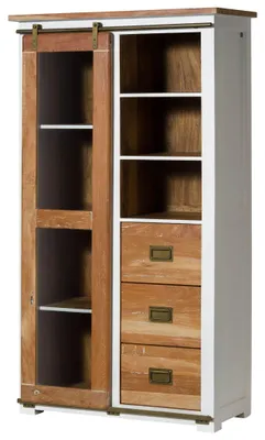 Produktbild von MASSIVMOEBEL24 Vitrine Mango 100x45x175 weiß lackiert RAILWAY #526