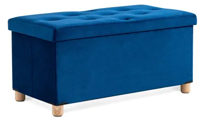 Fußhocker-Bank mit Stauraum, klappbar, 76x38x38 cm, Blau