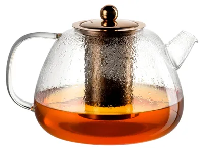 Produktbild von Teekanne aus Glas mit herausnehmbarem Siebeinsatz und Deckel - Handgefertigt - 1,5 l - Spülmaschinengeeignet