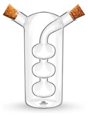 Produktbild von Wilmax | 2-in-1 Glasflasche für Essig und Öl | Set mit 2 Spendern | 300 ml / 60 ml | Flaschen zum Befüllen
