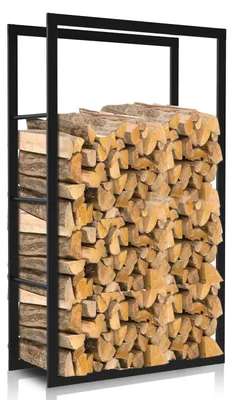 Image de Étagère métallique pour bois de chauffage Ikodm, dimensions 150 x 60 x 25 cm, couleur noire, modèle divisible, capacité de charge jusqu'à 150 kg