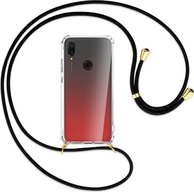 Produktbild von Handykette Backcover-Schutzhülle mit Band (Metall goldfarben) für Xiaomi Redmi 7 - schwarz