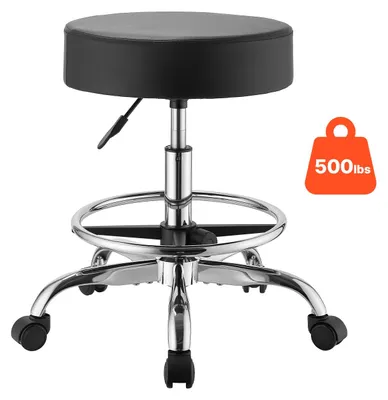 Zdjęcie produktu dla Krzesło obrotowe VEVOR, udźwig 226,8 kg, krzesło biurowe z podnóżkiem i kółkami z poliuretanu, regulowane w wysokości, ergonomiczne siedzisko z pianki obitoj sztuczną skórą, obracane o 360°, idealne do salonów, klinik i gabinetów lekarskich