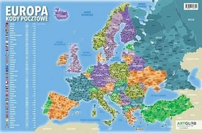 Zdjęcie produktu dla Podkładka na biurko Europa z Kodami Pocztowymi Młodego Odkrywcy