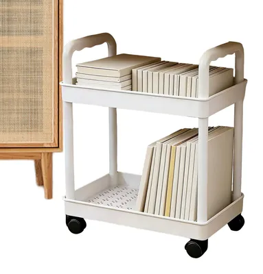 Productafbeelding van Mobiele Keukenopbergtrolley met 2 Niveaus en Wielen