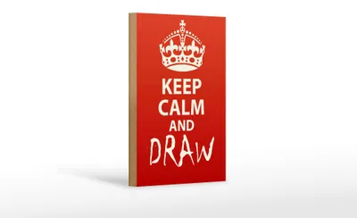 Produktbild von Holzschild Spruch 12x18cm Keep Calm and draw