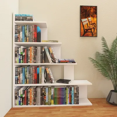 Produktbild von Decorotika Echo Stufen-Bücherregal, Höhe 90 cm | Weiß
