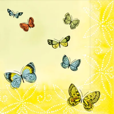 Produktbild von 20 Servietten Papillons - Schmetterlinge auf gelb 33x33cm