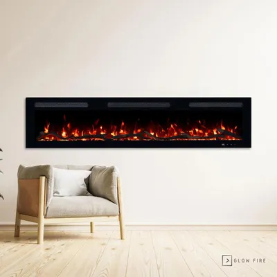Produktbild von Glow Fire Elektrokamin 'Inside 152' | LED Wandkamin in schwarz mit Heizung (1800 W) | HxBxT: 35x152x12cm