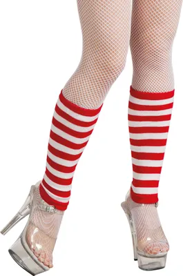 Produktbild von Stulpen Beinwärmer Ringel rot weiß gestreift Karneval Fastnacht