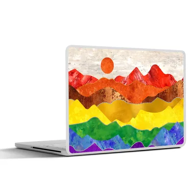 Produktbild von MuchoWow® Laptop Aufkleber Sticker Cover Stolz - Regenbogen - Marmor 40x30 cm - Laptop Dekoration - Selbstklebend
