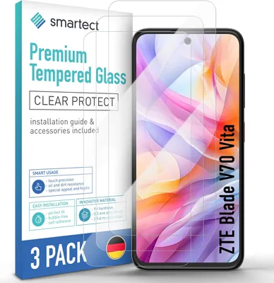 Produktbild von 3x Schutzglas Panzerfolie Klar für ZTE Blade V70 Vita Displayschutz Hartglas