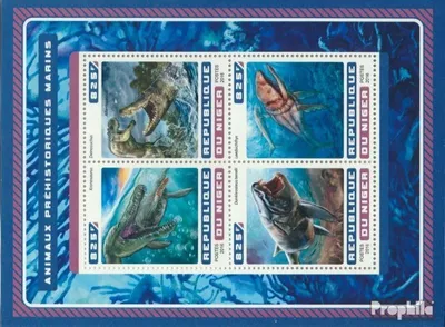 Produktbild von Briefmarken Niger 2016 Mi 4602-4605 Kleinbogen (kompl. Ausg.) postfrisch Prähistorische Wassertiere