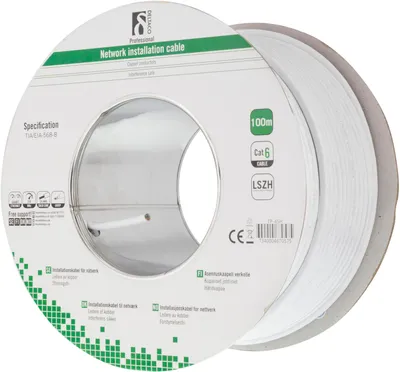 Produktbild von Deltaco TP-45H, 100 m, Cat6, U/UTP (UTP), Weiß