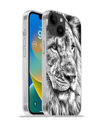 Produktbild von MuchoWow® Handyhülle Schutzhülle Hülle für Apple iPhone 14 - Softcase Porträt - Löwe - Schwarz und weiß Silikon Softcase Handy Hülle - Mobiltelefonhülle