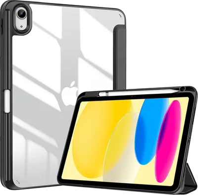 Produktbild von Hülle für iPad 10. Generation 2022 10,9 Zoll mit Stifthalter, Stoßfeste Smart Case Cover mit transparenter Rückseitenschale Schutzhülle Kompatibel mit ipad 10th Gen –Schwarz