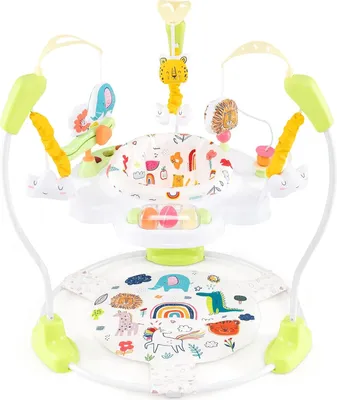 Produktbild von DREAMADE Stationäres Aktivitätscenter, Jumperoo mit abnehmbarem Fußpolster, Spielcenter mit 360°-Drehsitz, 3 verstellbaren Höhen, ab 6 Monaten, Gelb
