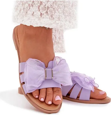 Produktbild von Damen Sandalen Mit Flachem Absatz Und Tüll Schleife Lila Tanira 36