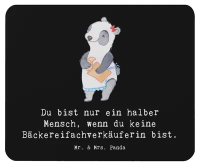Produktbild von Mr. & Mrs. Panda Mauspad Bäckereifachverkäuferin Herz - Schwarz - Geschenk, Bäckerei, laptop, mousematte, Mousepad, Mouse Pad, Beruf, Spruch, Backstube, pc