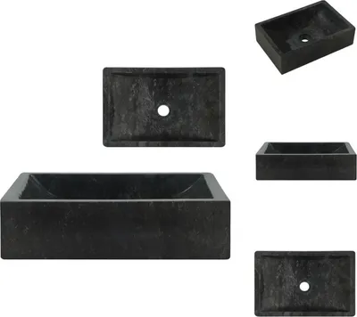 Immagine prodotto di vidaXL Lavabo 45x30x12 cm in marmo nero lucido - Lavabo da bagno