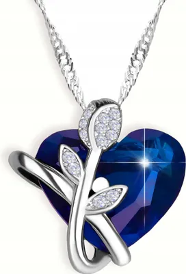 Image de Collier en argent, coeur avec rose, zirconium, argent 925