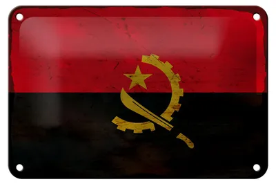 Produktbild von Blechschild Flagge Angolas 18x12cm Flag of Angola Rost