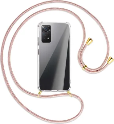 Produktbild von Handykette Backcover-Schutzhülle mit Band (Metall goldfarben) für Xiaomi Redmi Note 11 Pro 4G/5G (EU) - roségold