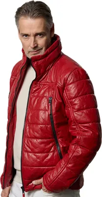 Produktbild von Jilani - Herren Lederjacke Steppjacke Lammnappa rot : 58