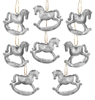 Produktbild von 8 Schaukelpferd Anhänger aus Metall silber 6 cm