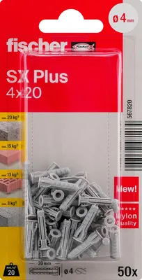 Produktbild von fischer Spreizdübel SX Plus 4 x 20 K, 50 Stück
