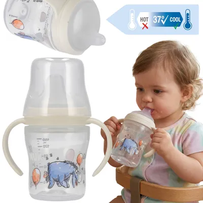 Produktbild von NUK DISNEY Winnie Puuh Eeyore Trinklernflasche mit Griffen, Anti-Kolik, mit tropfsicherem Trinkschnabel, 150 ml, ab 6 Monaten