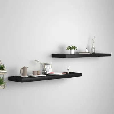 Zdjęcie produktu dla Maison Exclusive – półki wiszące, 2 szt., czarne, 90 x 23,5 x 3,8 cm, MDF