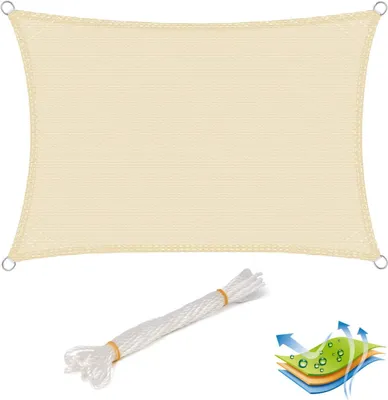 Produktbild von WOLTU Sonnensegel Rechteck 2x4m Creme atmungsaktiv Sonnenschutz HDPE Windschutz mit UV Schutz für Garten