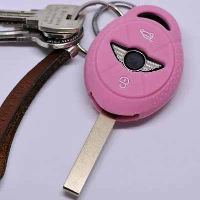 Produktbild von Auto Schlüssel Silikon Schutz Hülle Rosa kompatibel mit Mini ONE Cooper Cabrio Clubman 3 Tasten Funk Fernbedienung