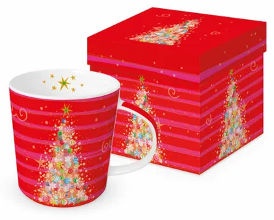 Produktbild von PPD Christmas Red & Pink Trend Mug, in Geschenkbox, Tasse , Becher, New Bone China, 400 ml, 360302817