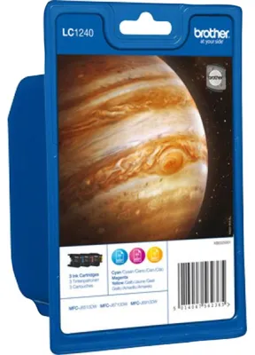 Produktbild von Brother LC1240 - 3er-Pack - Gelb, Cyan, Magenta - original - Blisterverpackung - Tintenpatrone - für Brother DCP-J525, J725, J925, MFC-J430, J5910, J625, J6510, J6710, J6910, J825