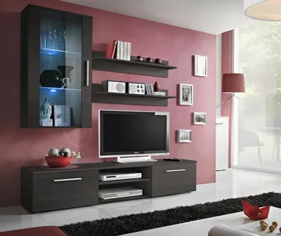 Image de Meuble mural Armoire murale Meuble TV Buffet Salon Étagères murales en bois Nouveau