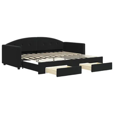 Obrázek produktu pro vidaXL Rozkládací postel se zásuvkami černá 90x200 cm Velvet