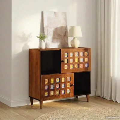 Obrázek produktu pro vidaXL Komoda s úložným prostorem, ořech, 80 x 33 x 75 cm, masivní mango