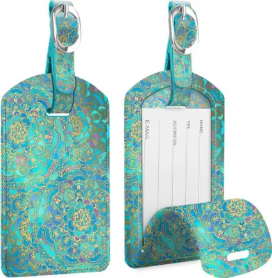 Produktbild von [2 Stück] Fintie Kofferanhänger aus Kunstleder, Gepäckanhänger ID Etikett mit Adressschild Namenschild für Reisetasche Koffer, Jade