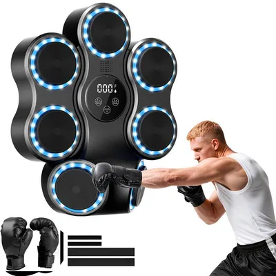 Produktbild von Wand-Boxtrainer mit Bluetooth und Musik, elektronische Boxmaschine für Erwachsene, 11 Modi, 9 Geschwindigkeiten, LED-Trefferzähler