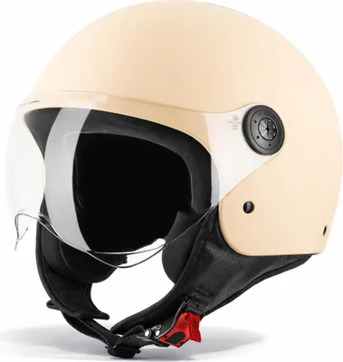 Produktbild von VINZ Duoro Roller Helm Jet Helm Mopedhelm Herren und Damen | in Gr. XS-XXL | Jethelm mit Visier | ECE 22.06  | Motorradhelm | Erhältlich in verschiedenen Farben - Creme | M (57 - 58 cm)