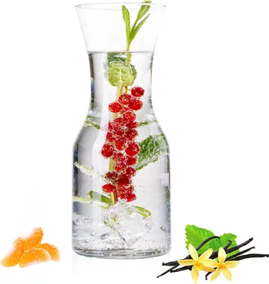 Produktbild von PLATINUX Karaffe 600ml (max. 1100ml) aus Glas Wasserkaraffe Wasserkrug Glaskanne Getränkekaraffe Kanne