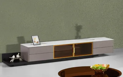 Produktbild von Moderne Wohnzimmermöbel Lowboard RTV Schrank Regal Holzmöbel Grau Neu