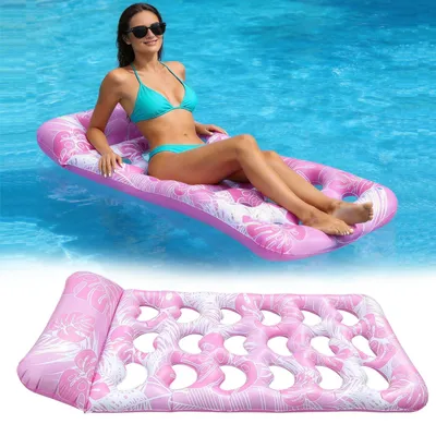 Imagen del producto de Colchón inflable para piscina con reposacabezas, 180 x 80 cm, ideal para adultos