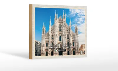 Produktbild von Holzschild Reise Italien Mailand Mailänder Dom 18x12cm