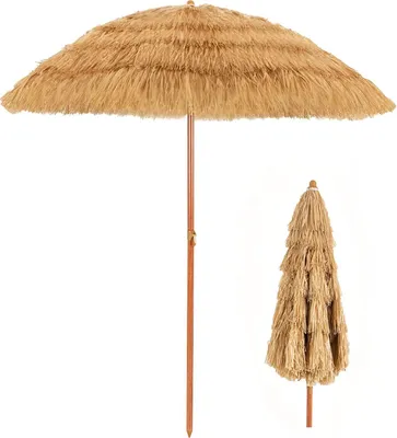 Zdjęcie produktu dla KOMFOTTEU parasol plażowy 200cm, hawajski parasol przeciwsłoneczny, składany parasol, słomiany parasol o nowym wyglądzie, parasol tiki market do ogrodu, na balkon