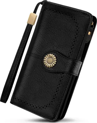 Produktbild von TEUEN Damen Geldbörse Leder RFID Schutz 24 Kartenfächer Vintage Schwarz