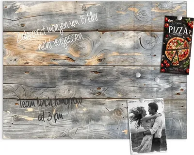 Produktbild von Magnettafel 120x90cm Pinnwand Whiteboard beschreibbar - Vintage Holzplanken